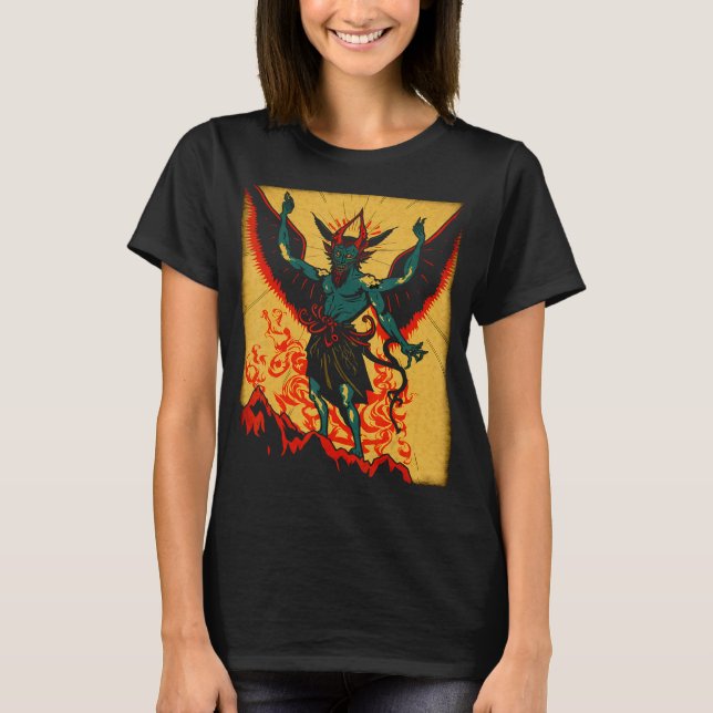 Evil Baphomet Goat Devil Demon God With Wings Mura T-Shirt (Front)