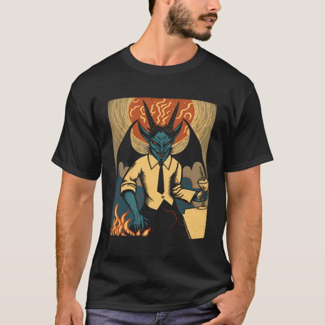 Evil Baphomet Goat Devil Demon God With Wings Mura T-Shirt (Front)