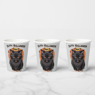 Evil Black Cat Halloween Party Paper Cups