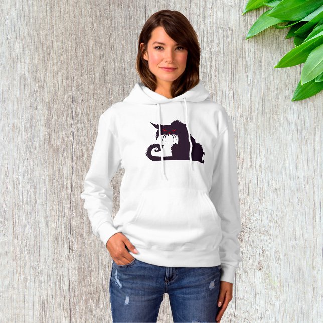 Evil Black Cat Silhouette with Red Eyes Hoodie (Creator Uploaded)