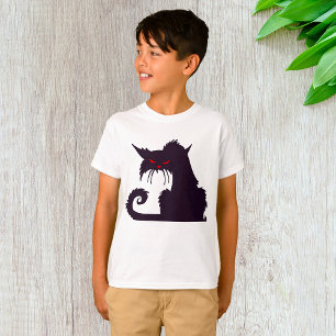 Evil Black Cat Silhouette with Red Eyes T-Shirt