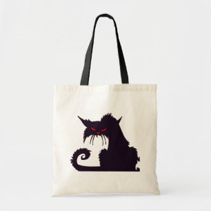 Evil Black Cat Silhouette with Red Eyes Tote Bag