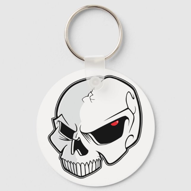 Evil Blood Red Eyeballs Skull Key Ring (Front)