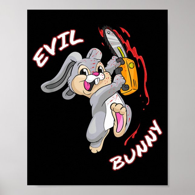 Evil Bunny Shirt Halloween funny Bad Rabbit Killer Poster (Front)