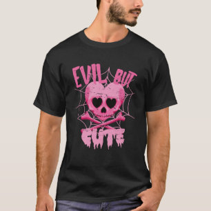Evil but Cute Vintage Retro Tattoo Skull Rockabell T-Shirt