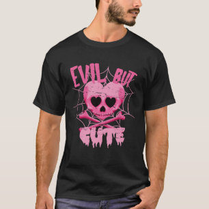 Evil but Cute Vintage Retro Tattoo Skull Rockabell T-Shirt