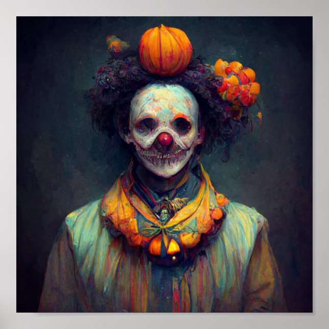 Evil Clown. AI Created Art  Scary Halloween  Poster (Front)