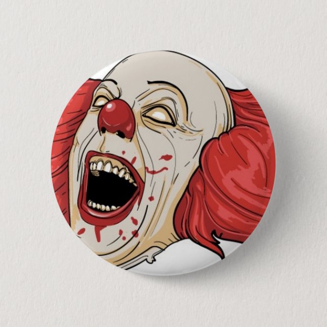 Evil clown design 6 cm round badge (Front)