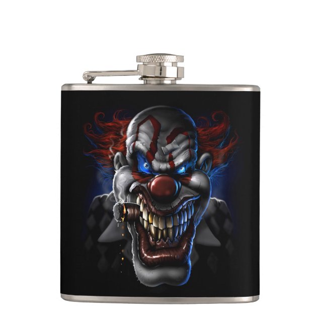 Evil Clown Face Hip Flask (Front)