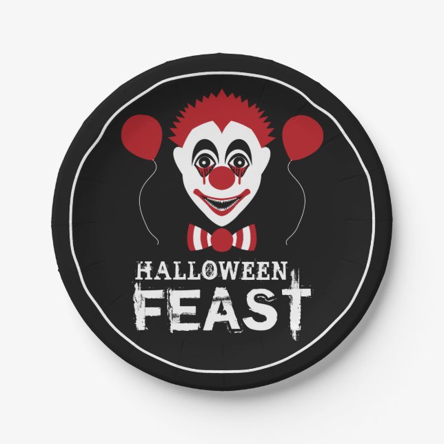 Evil Clown, Halloween Party Paper Plate (Front)
