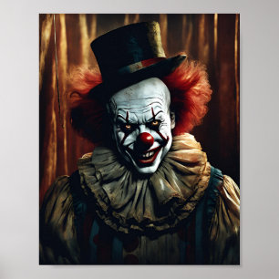 "Evil Clown in Abandoned Circus Tent - Horror Movi Poster