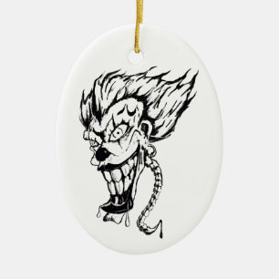 Evil clown ornament