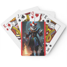 Evil clown poker cards red