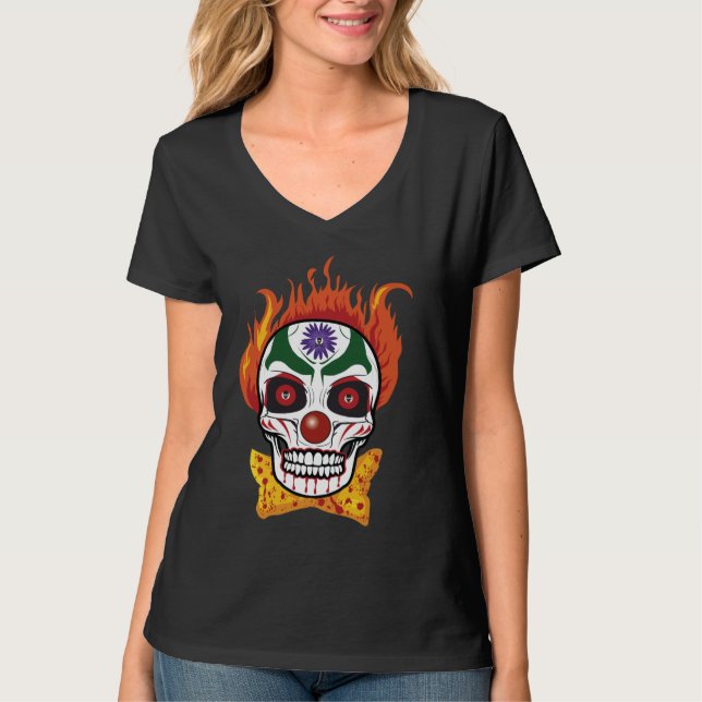 Evil Clown Skull Demon T-shirt Top Gift Idea (Front)