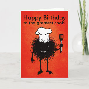 Evil Cook Cartoon Character Chef Happy Birthday Card