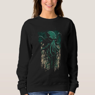 Evil Dark Distressed Cthulhu Squid Octopus God Sea Sweatshirt