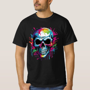 Evil Death Skull: Graffiti Colorful T-shirt Art