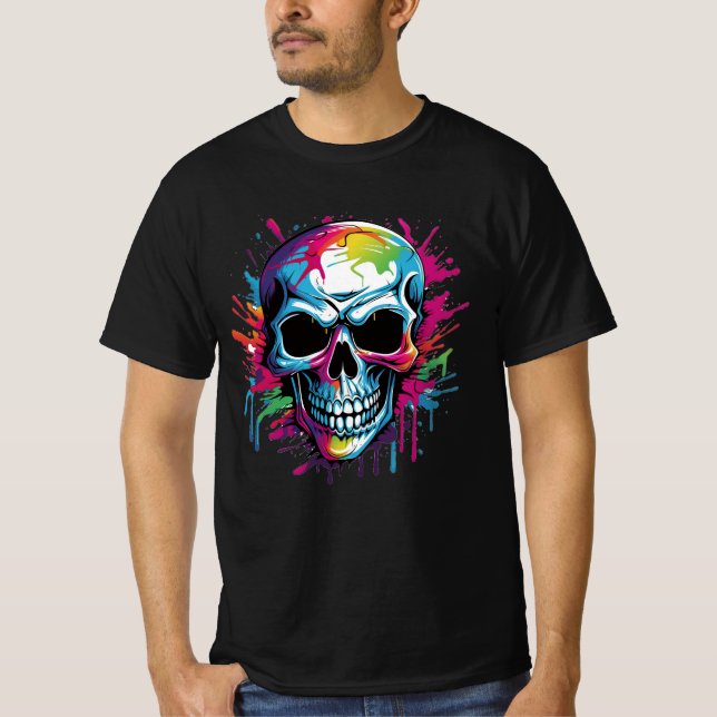 Evil Death Skull: Graffiti Colorful T-shirt Art (Front)