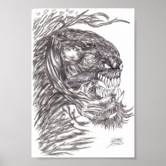 Evil Demon Creature Art Poster Print (Front)
