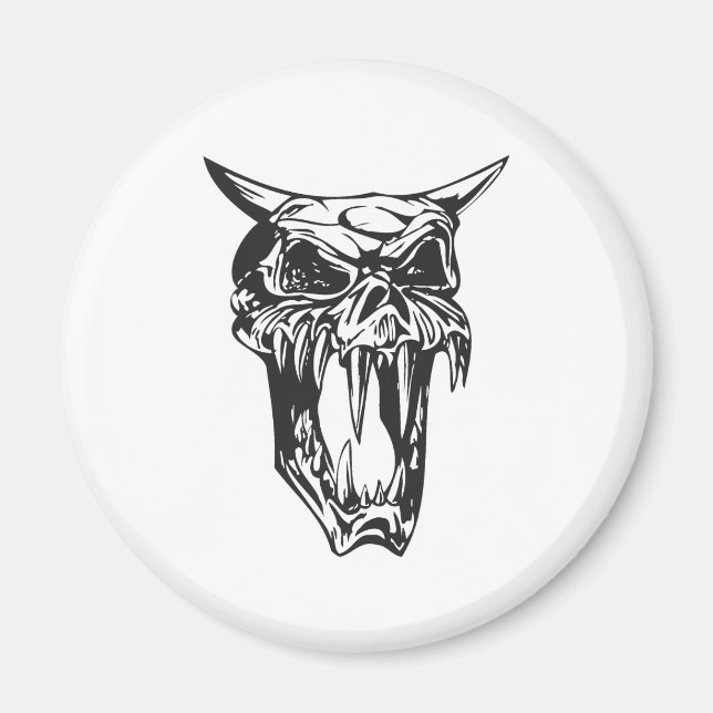evil demon skull magnet (Front)