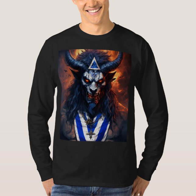 Evil Demonic Israel Demon with an Israeli Flag T-Shirt (Front)