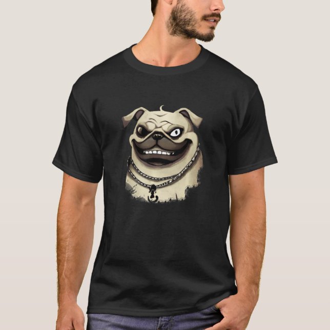 Evil Dog Pug Halloween 1 T-Shirt (Front)