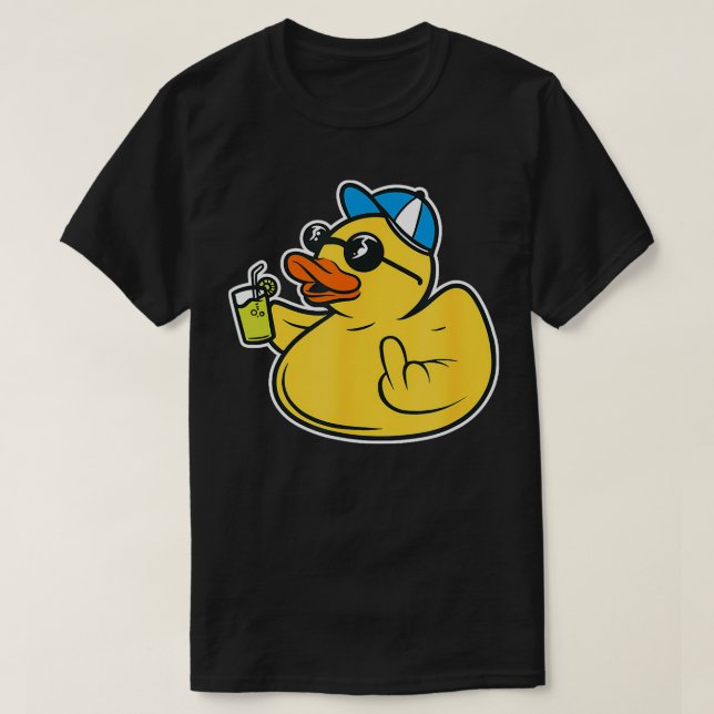 Evil Duck Middle Finger Cheeky Rubber Duck  T-Shirt (Design Front)