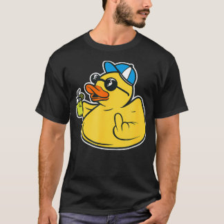 Evil Duck Middle Finger Cheeky Rubber Duck  T-Shirt