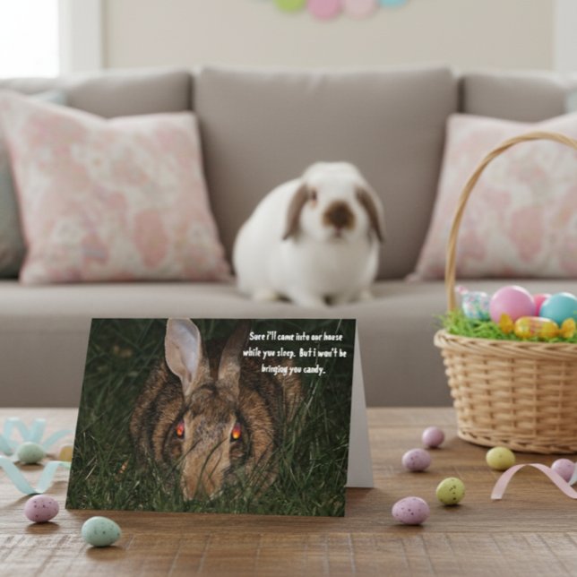 Evil Easter Bunny Angry Scary Funny Greeting Card (Creator Uploaded)