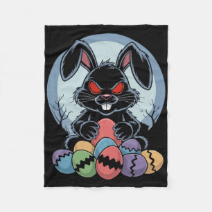 Evil Easter Bunny Scary Horror Rabbit Red Eyes Mon Fleece Blanket