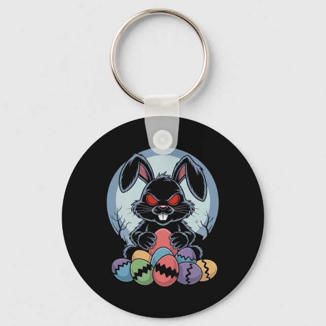 Evil Easter Bunny Scary Horror Rabbit Red Eyes Mon Key Ring (Front)