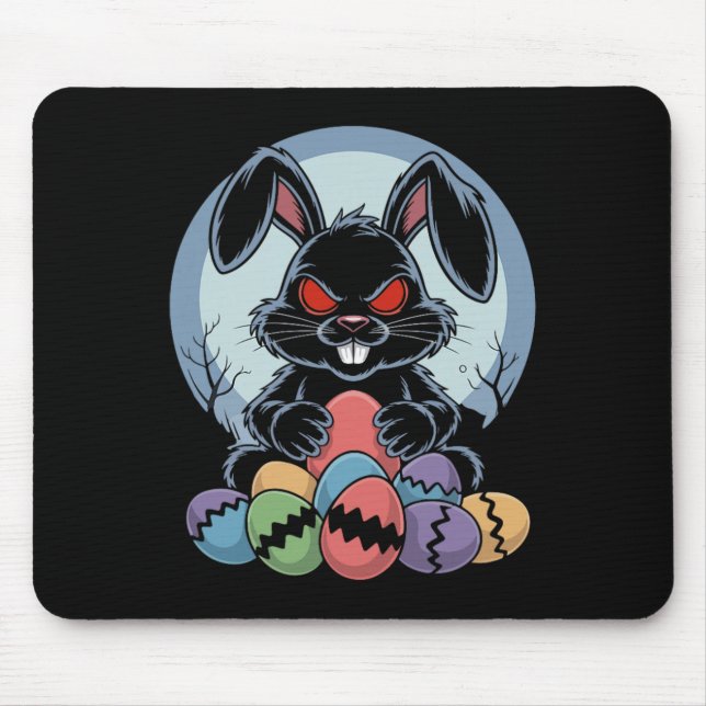Evil Easter Bunny Scary Horror Rabbit Red Eyes Mon Mouse Pad (Front)