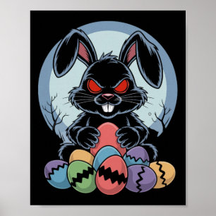Evil Easter Bunny Scary Horror Rabbit Red Eyes Mon Poster