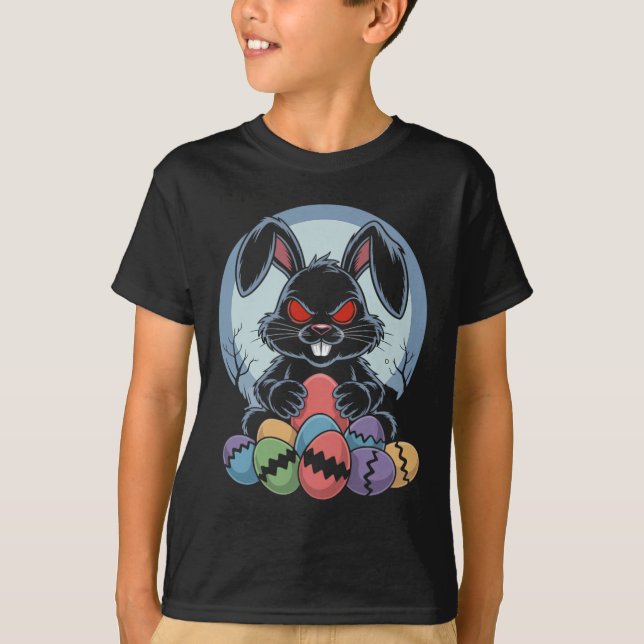 Evil Easter Bunny Scary Horror Rabbit Red Eyes Mon T-Shirt (Front)