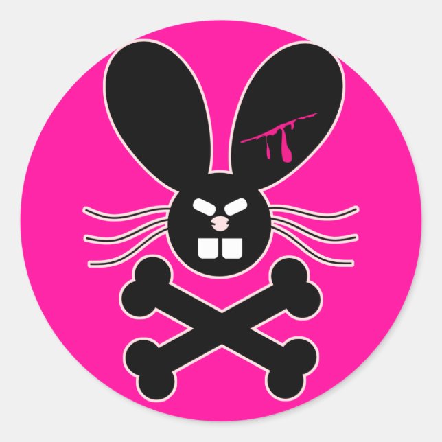 Evil Emo Bunny Crossbones Classic Round Sticker (Front)