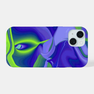 Evil Eye , 3D Abstract in green blue purple iPhone 15 Case