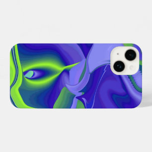 Evil Eye , 3D Abstract in green blue purple iPhone 14 Case