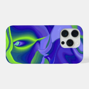 Evil Eye , 3D Abstract in green blue purple iPhone 15 Pro Case