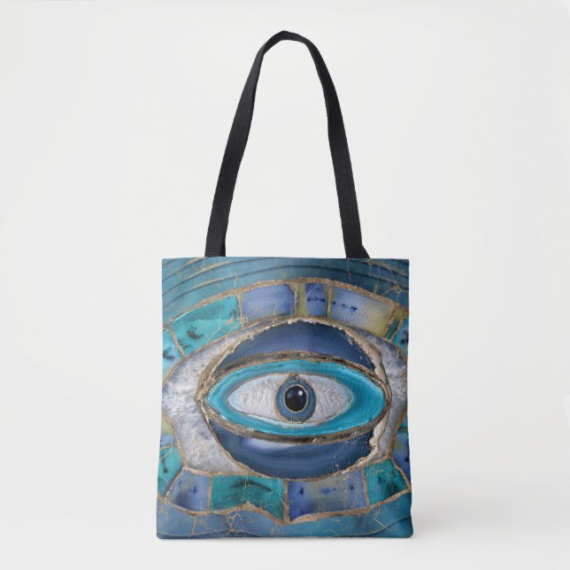 Evil Eye Amulet Agate and gold Tote Bag (Front)
