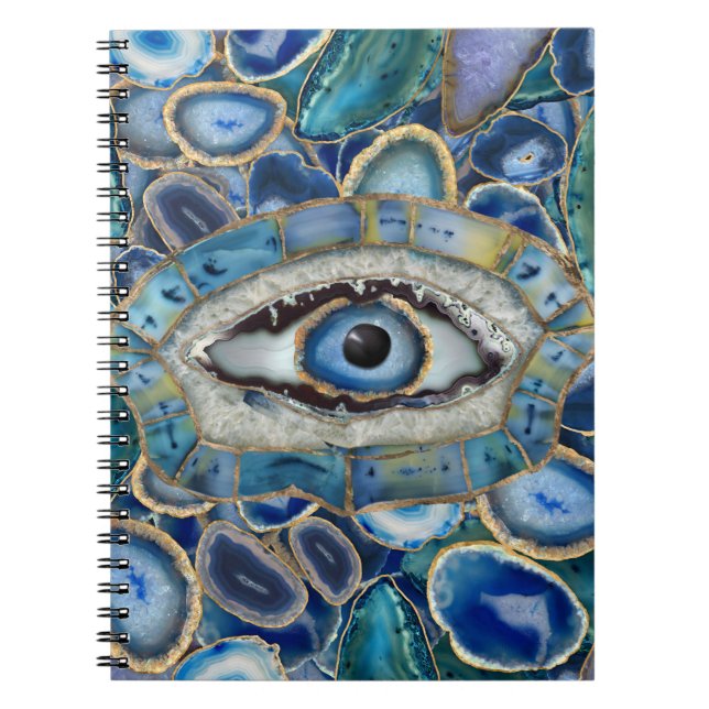 Evil Eye Amulet Blue Geodes and Crystals Notebook (Front)
