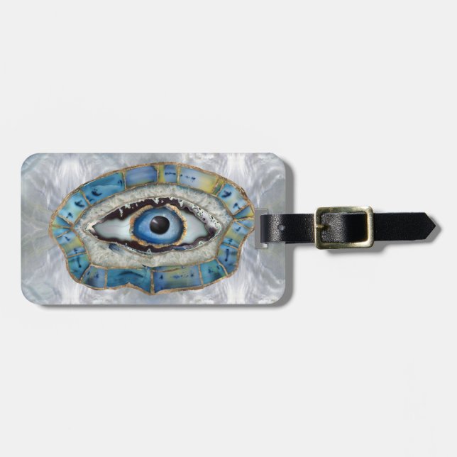 Evil Eye Amulet Geodes and Crystals Luggage Tag (Front Horizontal)