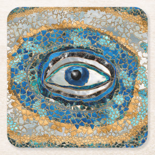 Evil Eye Amulet Geodes and Crystals Square Paper Coaster