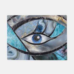 Evil Eye Amulet Mineral Textures Collage Doormat