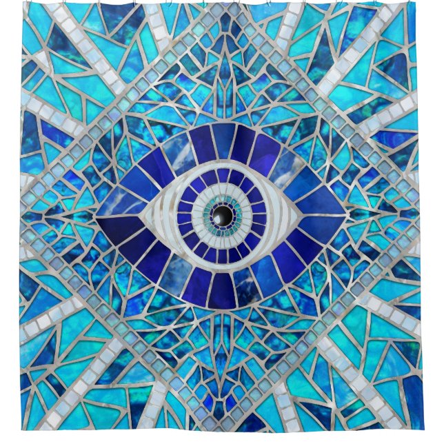 Evil Eye Amulet Mosaic Art Shower Curtain (Front)