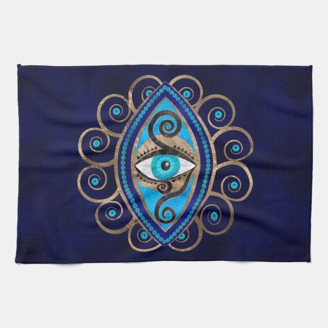 Evil Eye Amulet Ornament Tea Towel (Horizontal)