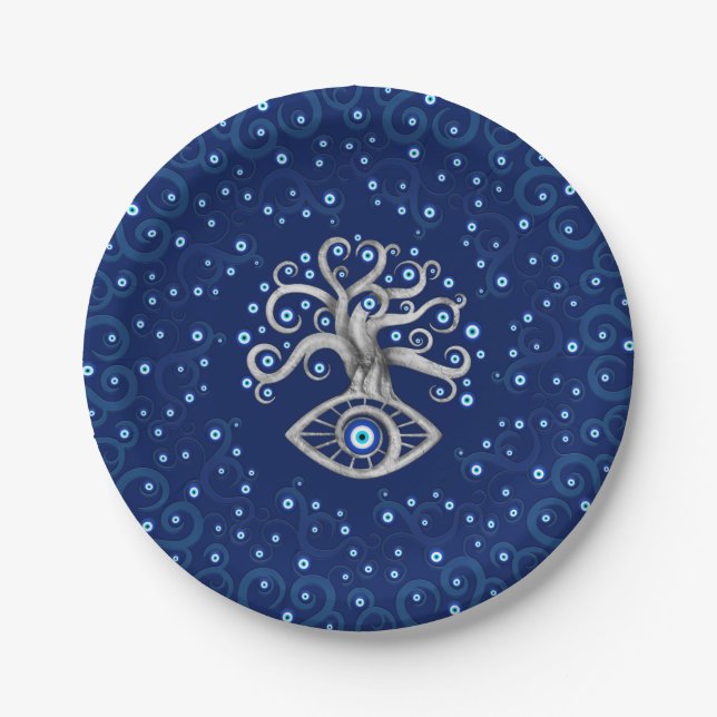 Evil Eye Amulet Tree Paper Plate (Front)
