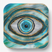 Evil Eye Amulet Watercolor marbles and gold