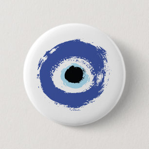 Evil Eye Artistic Blue Greek 6 Cm Round Badge