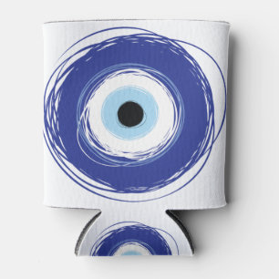 Evil Eye Artistic Blue Greek Can Cooler