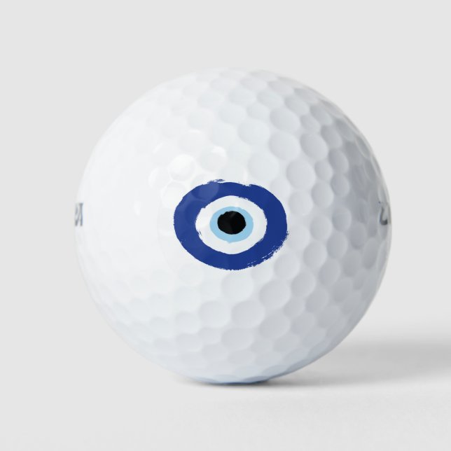 Evil Eye Artistic Blue Greek Golf Balls (Front)